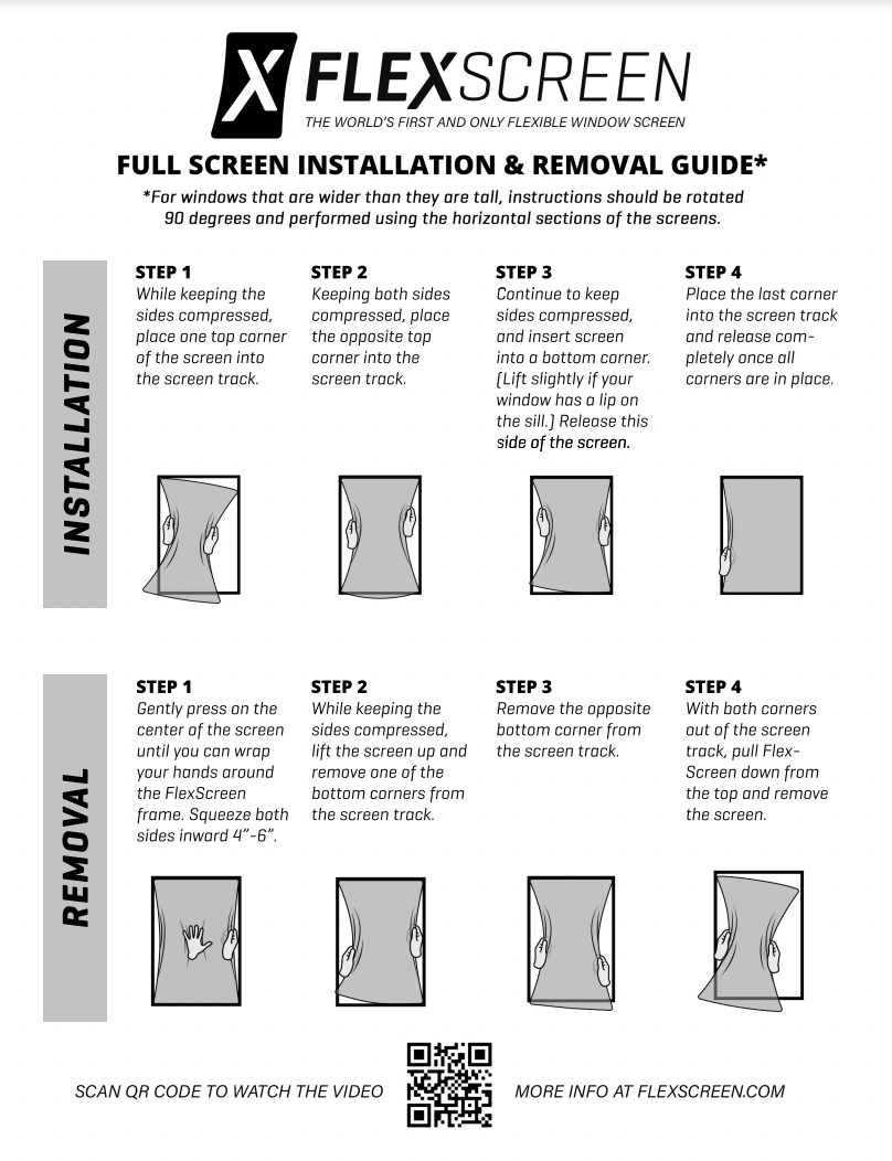 Flexscreen how to install and remove full screens